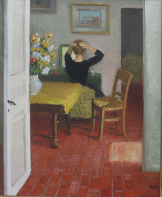 Marcel Dyf (French 1899-1985), ‘Interieur,’ oil on canvas, 1976, signed Dyf lower right, signed, titled and dated verso, 28 x 23 inches. Estimate: $7,000-$10,000. Image courtesy of Rachel Davis Fine Arts.