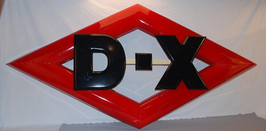 D-X 3-D identification porcelain sign, rated 9 out of 10, with great gloss and color, $3,300. Image courtesy of Matthews Auctions LLC.