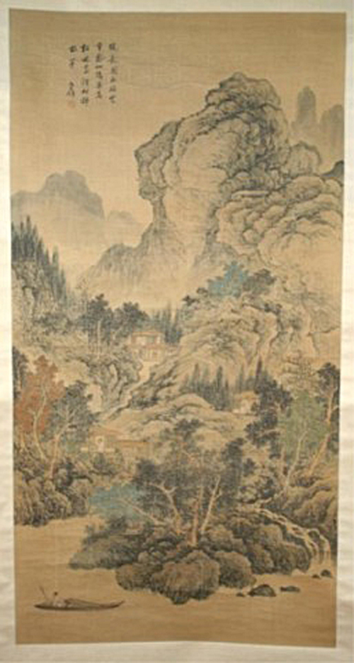 Ming Dynasty (1368-1644) scroll painting of a mountain landscape. Estimate: $11,000-$12,000. Image courtesy of Showplace Antique & Design Center.
