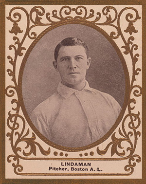 Vive Lindaman’s photograph is on this 1909 Ramly baseball card, which is not the card being sold. Image courtesy of Wikimedia Commons.