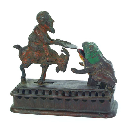 Cast-iron initiating mechanical bank, second degree: $2,844. Image courtesy of Pook & Pook Inc.