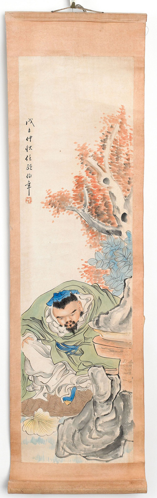 Six Chinese painted scrolls: $5,214. Image courtesy of Pook & Pook Inc.
