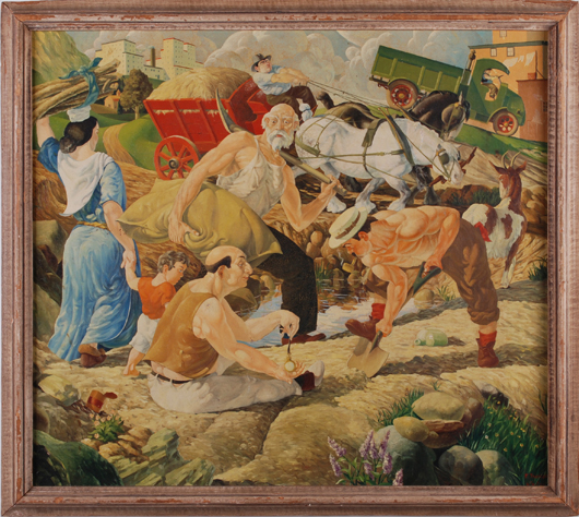 F. Thomsen 1938 WPA oil painting. Myers Auction Gallery image.