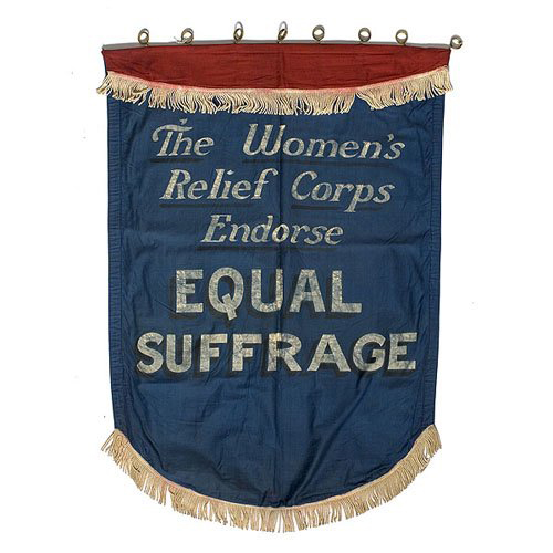 This banner came from the estate of American suffragette Alice Paul. Image courtesy of LiveAuctioneers and Cowan’s Auctions Inc.