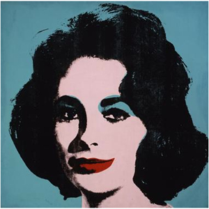 Andy Warhol (American, 1928-1987), Liz #5, 1963 silkscreen portrait of Elizabeth Taylor, to be auctioned May 12 at Phillips de Pury's Manhattan gallery. Image courtesy of Phillips de Pury.