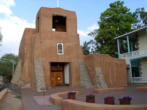 San Miguel Chapel in Sante Fe, N.M., is said to be the oldest church structure in the United States. Its original adobe walls were built in 1610. This file is licensed under the Creative Commons Attribution ShareAlike 3.0 License.