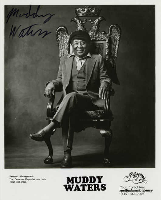 This autographed publicity photo of blues legend Muddy Waters sold for $1,400 in June. Image courtesy of LiveAuctioneers Archive and Profiles in History.