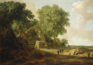 Pieter Molijn (Dutch, 1625-1650), Landscape with Cottage and Figures.