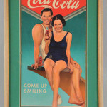 1934 Coca-Cola poster featuring film stars Johnny Weissmuller and Maureen O’Sullivan, estimate $3,000-$5,000. Morphy Auctions image.