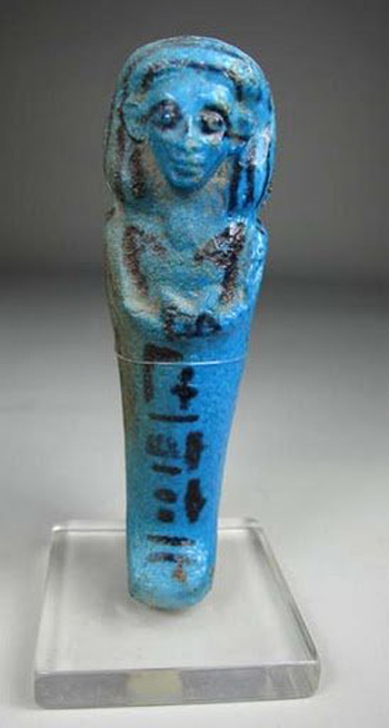 Ancient Egyptian shapti for Amenemope 21st Dynasty, image courtesy of Showplace Antique + Design Center.
