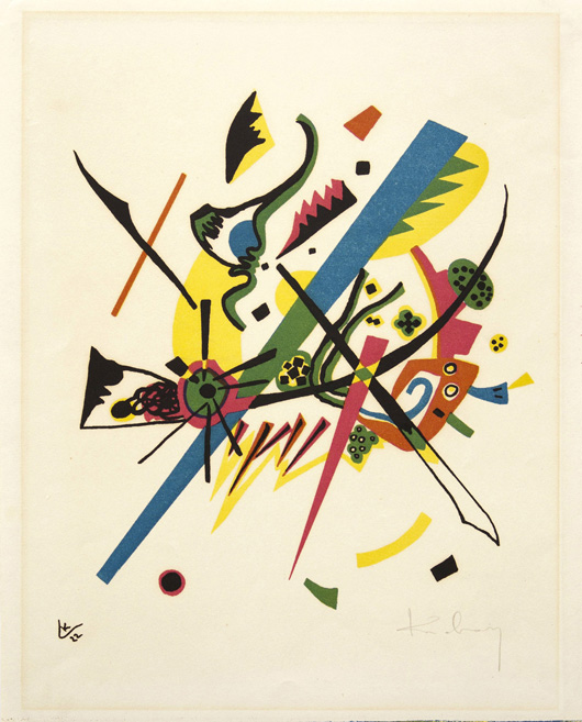 A work from the Wassily Kandinsky ‘Kleine Welten’ (Small Worlds) portfolio. Image courtesy of Clars Auction Gallery.