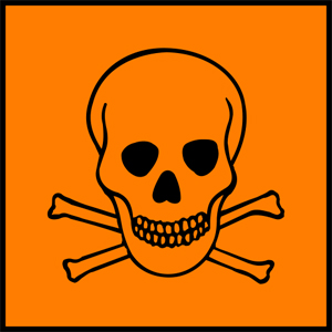The hazard symbol for toxic/highly toxic substances.
