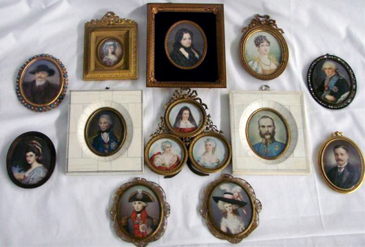 A selection of fine miniature portraits to be auctioned on April 30. Image courtesy of Professional Appraisers & Liquidators.