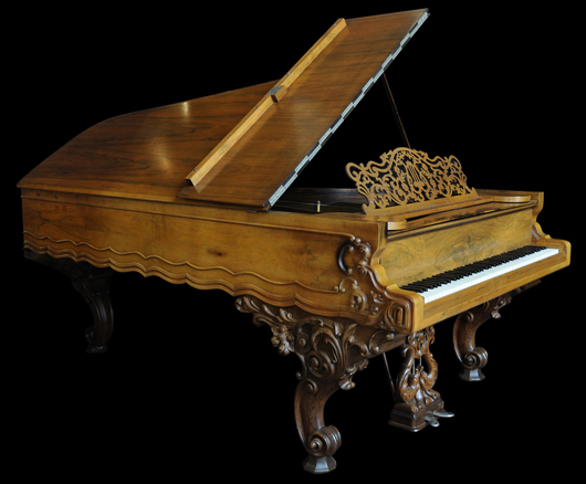 Steinway Model D concert grand piano of East India rosewood, 1863. Estimate: $55,000-$70,000. Image courtesy of Morton Kuehnert Auctioneers & Appraisers.