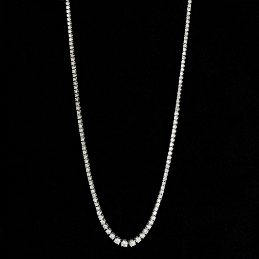 18K white gold diamond Riviera necklace, 9.03 carats, 16 inches long. Estimate: $13,000-$16,000. Image courtesy of Morton Kuehnert Auctioneers & Appraisers.