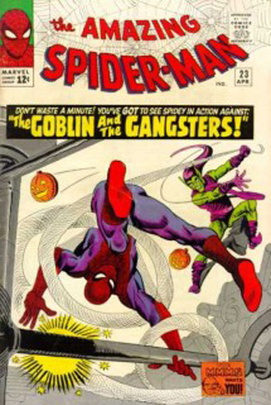 The Amazing Spider-Man No. 23 (April 1965), featuring the Green Goblin. Cover art by co-creator Steve Ditko. Image courtesy of Wikimedia Commons. Spider-Man All Marvel characters and the distinctive likeness(es) thereof are Trademarks & Copyright © 1965 Marvel Characters, Inc. All rights reserved.