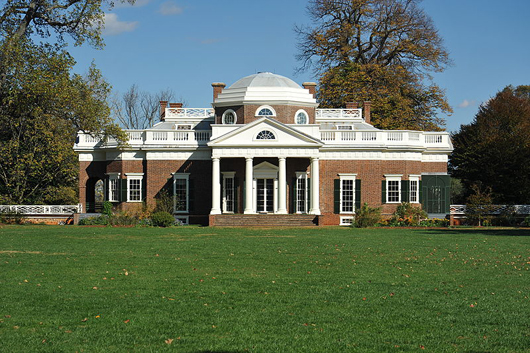 Monticello as seen from the West Lawn, photo taken Oct. 29, 2010 by YF12s. Licensed under the Creative commons Attribution-Share Alike 3.0 Unported license.