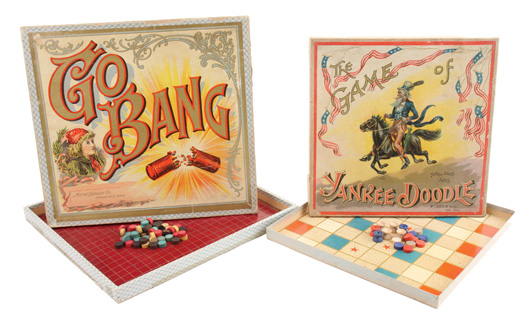 McLoughlin’s Go Bang and The Game of Yankee Doodle, from a large selection of antique games. Noel Barrett Auctions image.