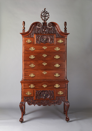 High chest of drawers, made for Matthias Slough, Lancaster, Lancaster County, 1770–85. Heritage Center of Lancaster County. Image courtesy of Winterthur.