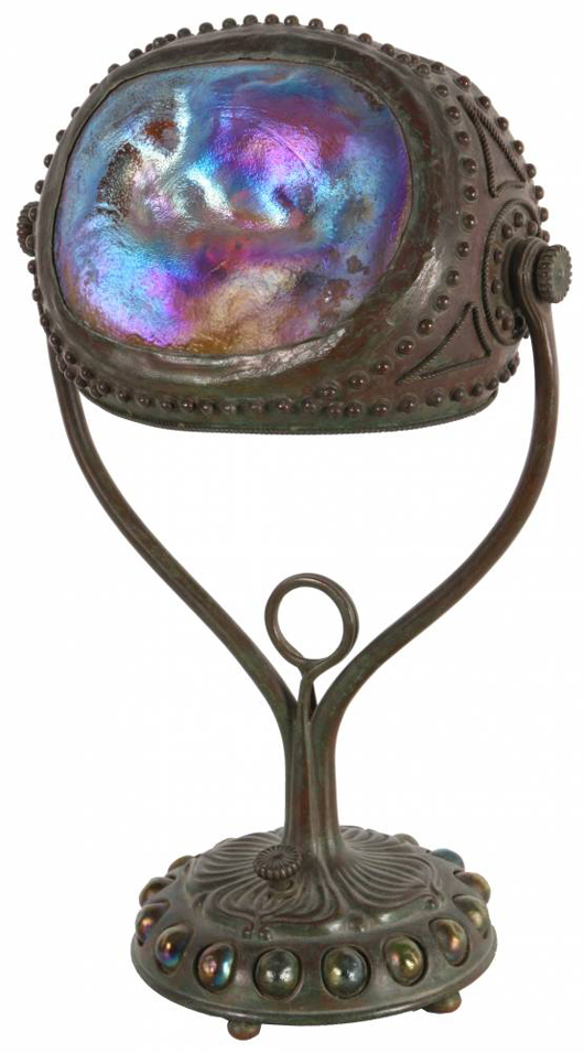 Tiffany Studios turtleback desk lamp with bronze base (est. $8,000-$12,000). Image courtesy of Fontaine’s Auction Gallery.