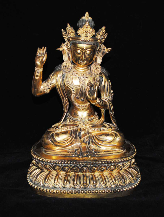 Sino-Tibetan gilt bronze Bodhisattva. Ming Dynasty. Yung-Lo mark, 1403-1424. Auction Gallery of the Palm Beaches.