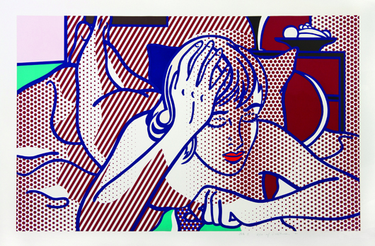 Roy Lichtenstein’s ‘Thinking Nude’ sold for $134,200. Image courtesy of Leslie Hindman Auctioneers.