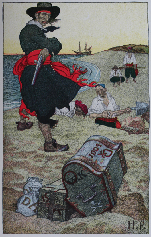 Howard Pyle's fanciful painting of William ‘Captain’ Kidd burying treasure. Image courtesy of Wikimedia Commons.