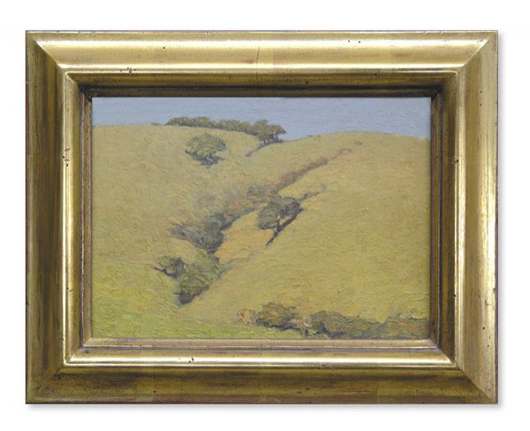 Charles Chatham painted his oil on canvas landscape of ‘Marin County, Marshall-Petaluma Road’ in 1975. Image courtesy of LiveAuctioneers Archoive and Clars Auction Gallery.