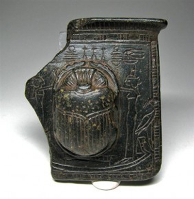 Egyptian steatite pectoral with heart scarab. Image courtesy of Artemis Gallery.