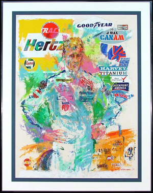 LeRoy Neiman is famous for his sporting paintings, like this portrait of racing great Dan Gurney. Image courtesy of LiveAuctioneers Archive and Clark’s Fine Art & Auctioneers Inc.