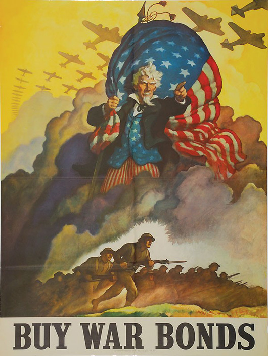 N.C. Wyeth 'Buy War Bonds' World War II poster, 30 inches x 40 inches. Estimate: $600-$800. Image courtesy of Humler and Nolan.