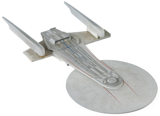 Custom-built model of an early design concept for the starship Excelsior in ‘Star Trek III: The Search For Spock.’ Estimate: $1,000-$2,000. Image courtesy of Propworx.