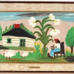 A genuine Clementine Hunter painting titled Self-Portrait of The Artist at Work, circa 1960s, paint on board, sold by Slotin Folk Art Auctions on April 26, 2008 for $22,800. Image courtesy of LiveAuctioneers.com Archive and Slotin Folk Art Auctions.