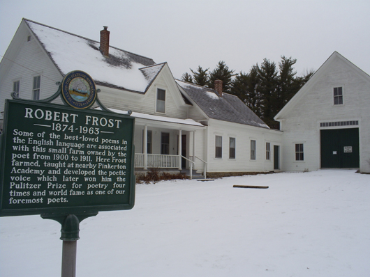 The Robert Frost farmhouse in Derry, N.H., was recently renovated. It was at this farm where he wrote many of his poems including ‘West Running Brook,’ ‘Tree at my Window,’ and ‘Mending Wall.’ This work is licensed under the Creative Commons Attribution 3.0 License.