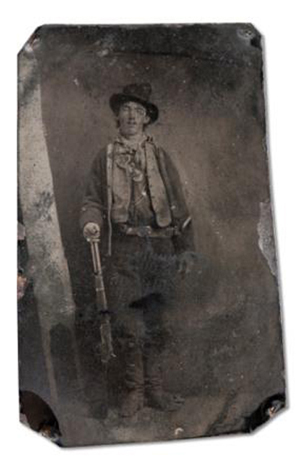 Billy the Kid tintype, only known photographic image of the Old West outlaw, auctioned for more than $2.6 million on June 25, 2011. Image courtesy of LiveAuctioneers.com and Brian Lebel's Old West Show & Auction.