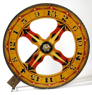 An antique gambling wheel from Coney Island in Cincinnati. Image courtesy of LiveAuctioneers Archive and Forsythes’ Auctions LLC.