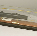 A model of the Confederate submarine H.L. Hunley, including its boom-mounted torpedo. Image courtesy of LiveAuctioneers Archive and Skinner Inc.