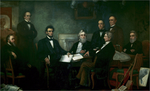 Francis Bicknell Carpenter’s ‘First Reading of the Emancipation Proclamation of President Lincoln,' 1864, oil on canvas. Image courtesy of Wikimedia Commons.