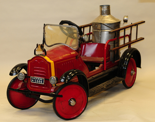 American National fire pumper pedal car, $10,350. Bertoia Auctions image.