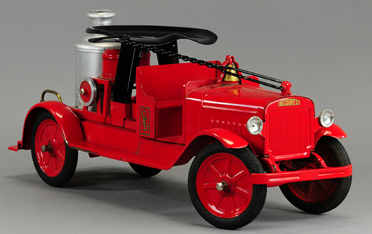Buddy L fire engine with box, $8,050. Bertoia Auctions image.