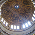 View looking up at the dome of St. Paul's Cathedra, London. Photo accessed through Wikimedia Commons.