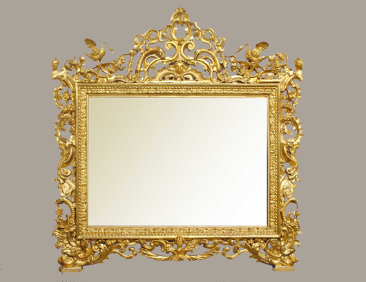 19th-century Italian carved giltwood mirror. Image courtesy of Auction Gallery of the Palm Beaches.