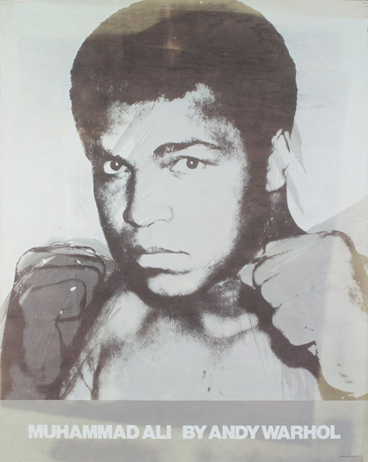 Andy Warhol poster, Muhammad Ali, 1978, est. $2,025-$3,025. Rare Posters image.