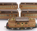 Lionel 408E standard gauge train set with electric engine, four compartmented coaches and original boxes, $35,395.82. Noel Barrett Auctions image.