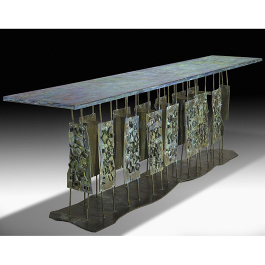 Philip and Kelvin LaVerne unique console table: $57,040. Image courtesy of Rago Arts and Auction Center.