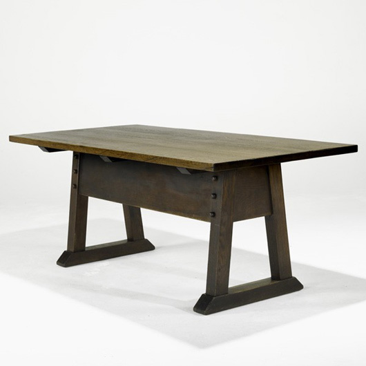 Gustav Stickley director’s table, $21,080. Image courtesy of Rago Arts and Auction Center.