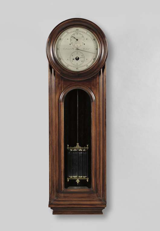 Curtis & Clark Early Spring-Powered Shelf Clock, Plymouth, Connecticut, c. 1825. Est. $15,000-$25,000. Photo courtesy of Skinner Inc.