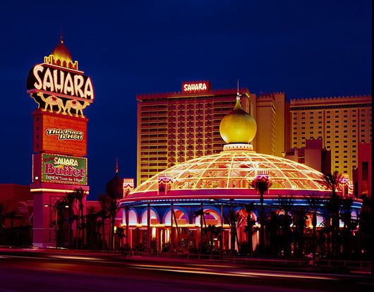 Aug. 2, 2007 photo of the Sahara Hotel & Casino, Las Vegas, which was in operation for 58 years from 1952 to 2011. Photo by mrak75, licensed under the Creative Commons Attribution 2.0 Generic license.