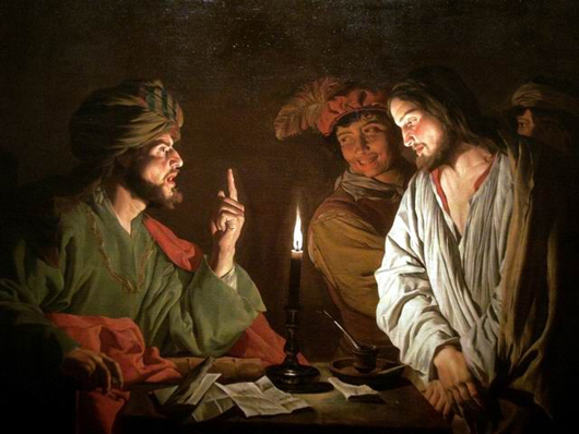 Dutch golden age artist Matthias Stom painted ‘Christ before Caiaphas’ in the early 1630s. Image courtesy of Wikimedia Commons.