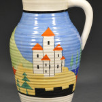A single-owner collection of Clarice Cliff pottery, sold at Skinner’s on June 25, included many of the most desirable forms and patterns. This Bizarre Ware Lucerne single-handled jug in the Lotus shape sold for $7,110, far above the modest $500-600 estimate. A recent reference included this design in a list of Cliff’s “Top Twenty Patterns.” Courtesy Skinner Inc.